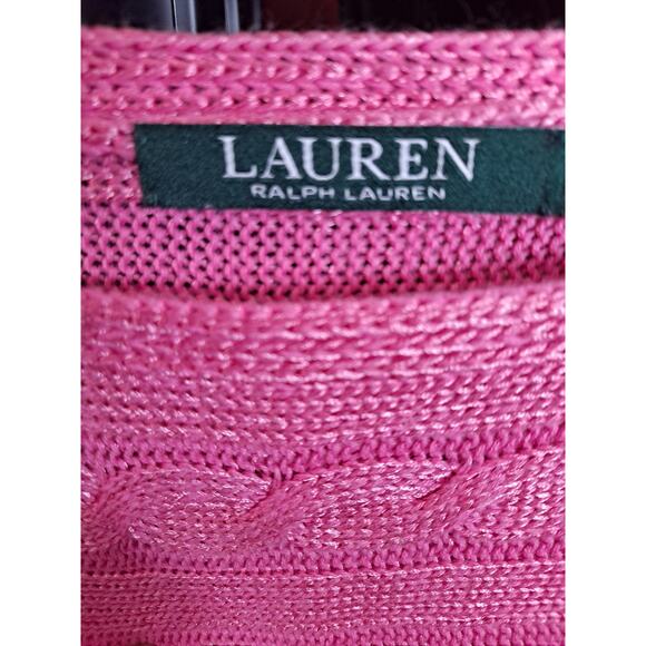 Lauren by Ralph Lauren Women's Pink Cable-Knit Boat-Neck Sweater Size M‎ - Picture 6 of 9